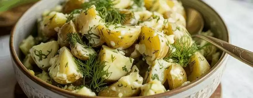Salat mit gekochten Kartoffeln und Kräutern