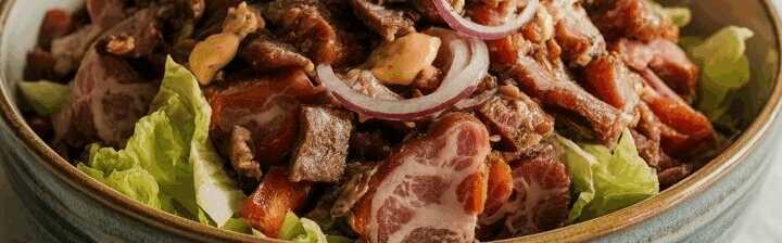 Salat mit Geräuchertem und Zwiebeln