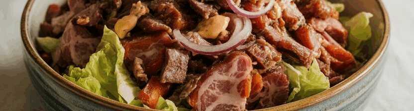 Salat mit Geräuchertem und Zwiebeln