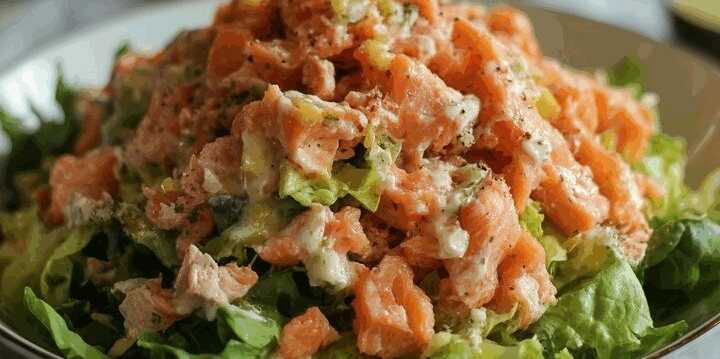 Salat mit Lachs und Zitronendressing