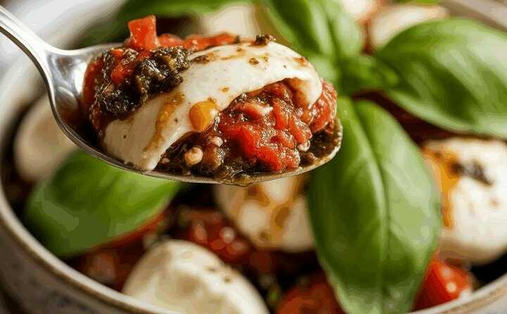 Salat mit Mozzarella und Basilikum