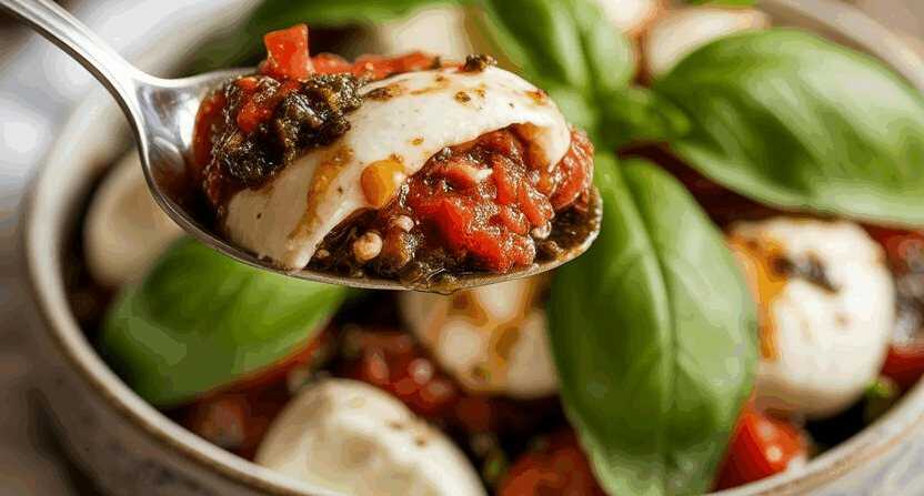 Salat mit Mozzarella und Basilikum