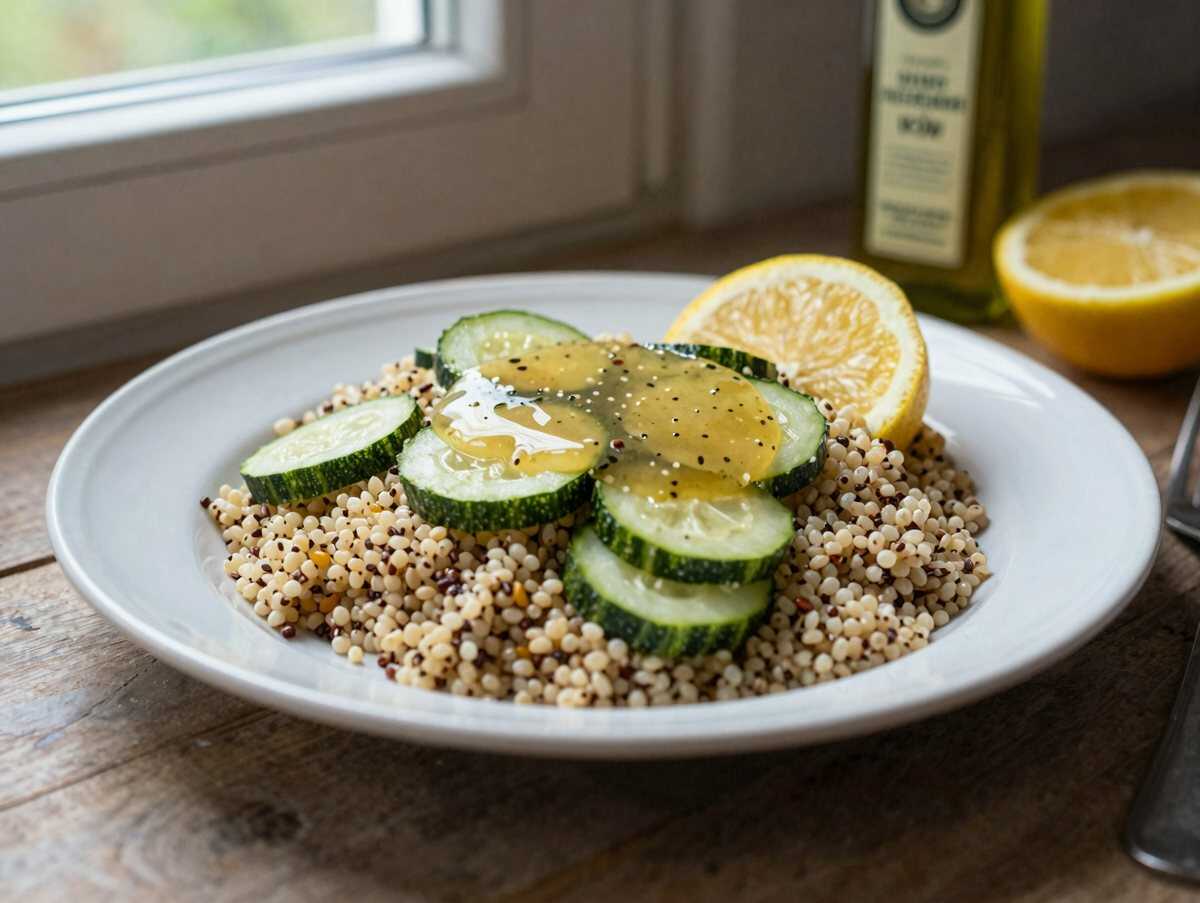 Salat mit Quinoa und Zitronendressing – während der Zubereitung