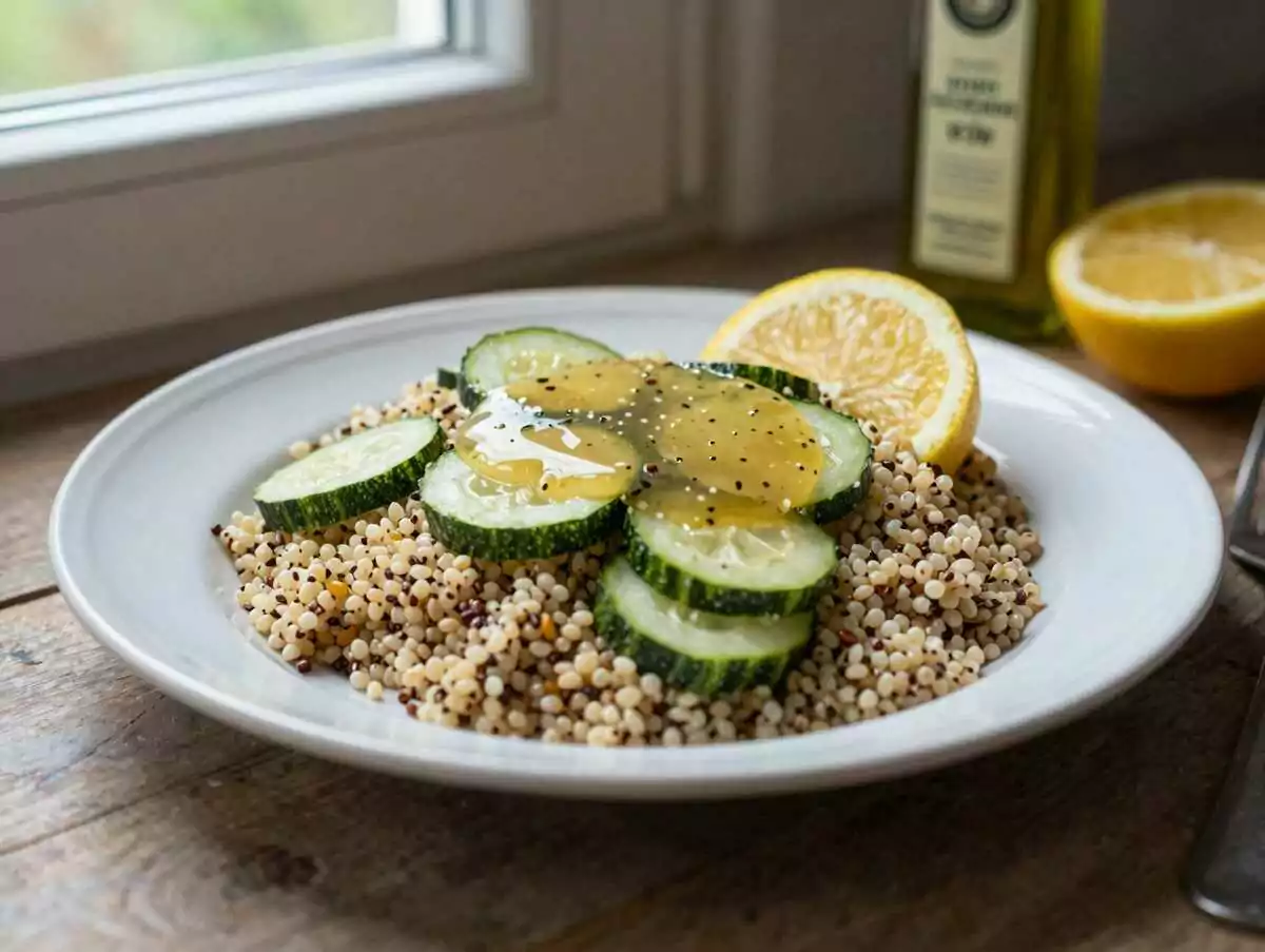 Salat mit Quinoa und Zitronendressing – während der Zubereitung