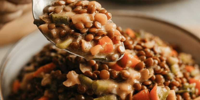 Scharfer Linsen-Salat mit geröstetem Gemüse