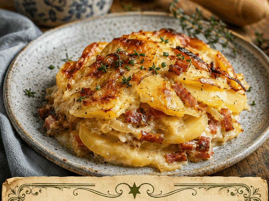 Schichtkartoffeln mit Speck und Zwiebeln, einmal probiert