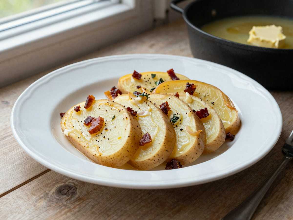 Schichtkartoffeln mit Speck und Zwiebeln, einmal probiert, immer wieder gemacht – während der Zubereitung