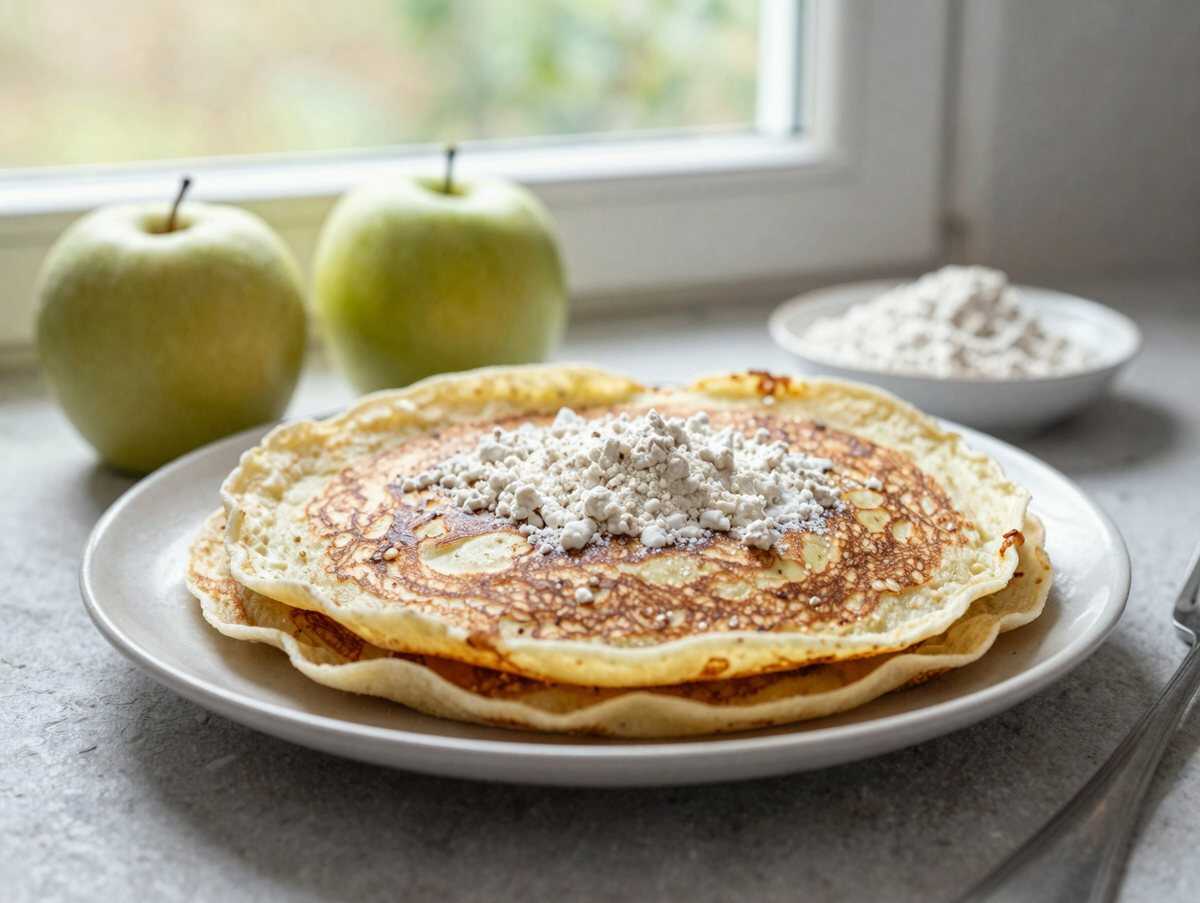 Schmecken hammermäßig, Apfel Pfannkuchen in 5 Minuten zubereitet – während der Zubereitung