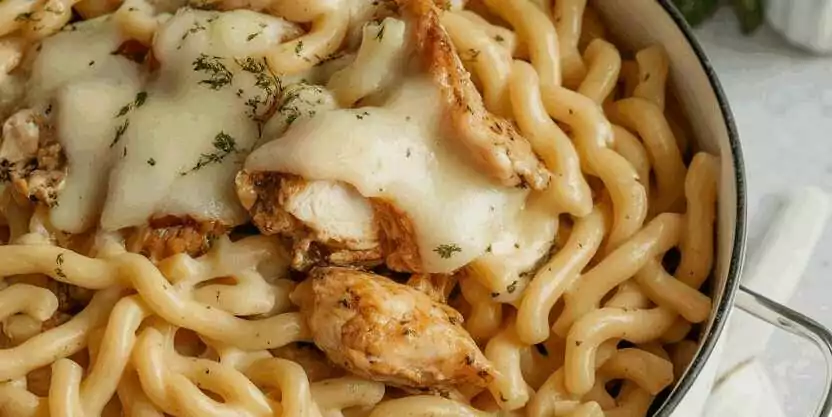 Schnelle Nudeln mit 300 g Hähnchenbrust in Sahnesauce