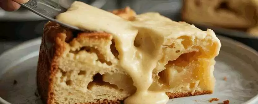 Schneller Apfelkuchen mit Vanillepudding in 10 Minuten im Ofen