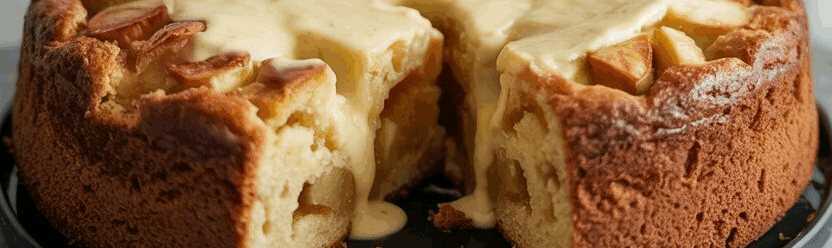 Schneller Apfelkuchen mit Vanillepudding in 10 Minuten im Ofen – so sieht es fertig aus
