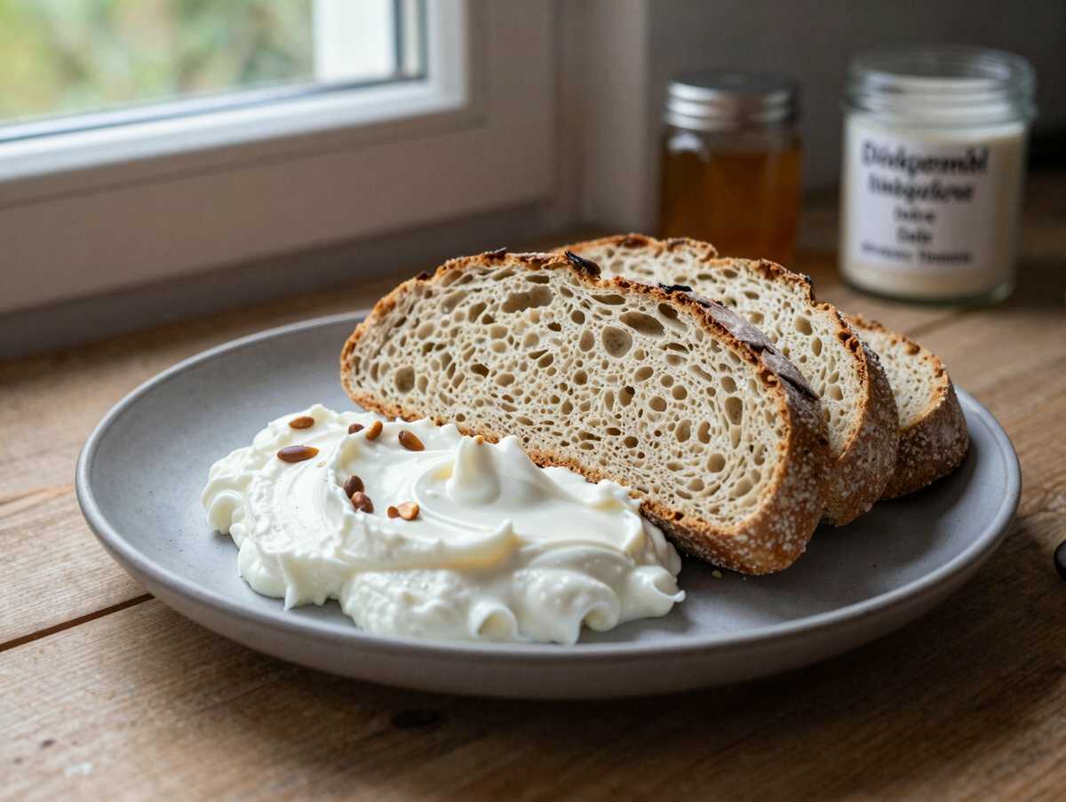 Schnelles Joghurtbrot mit 450g Dinkelmehl das beste Brot! – während der Zubereitung