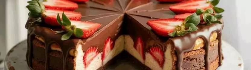 Schoko Erdbeer Käsekuchen mit cremiger Füllung – so sieht es fertig aus