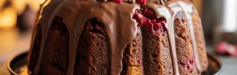 Schoko Gugelhupf mit 120 g Himbeeren, blitzschnell zubereitet! – so sieht es fertig aus