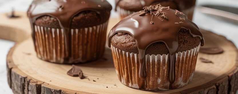 Schoko Muffins in 3 Minuten im Ofen mit 50 g Schokolade – so sieht es fertig aus