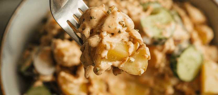 Schwäbischer Kartoffel-Gurkensalat mit Essig und Öl