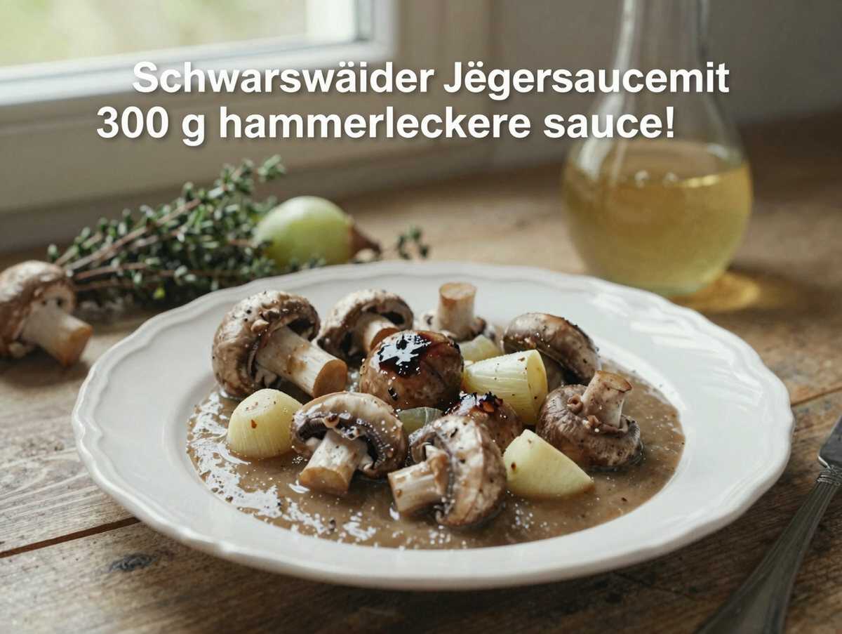 Schwarzwälder Jägersauce mit 300 g Champignons, hammerleckere Sauce! – während der Zubereitung