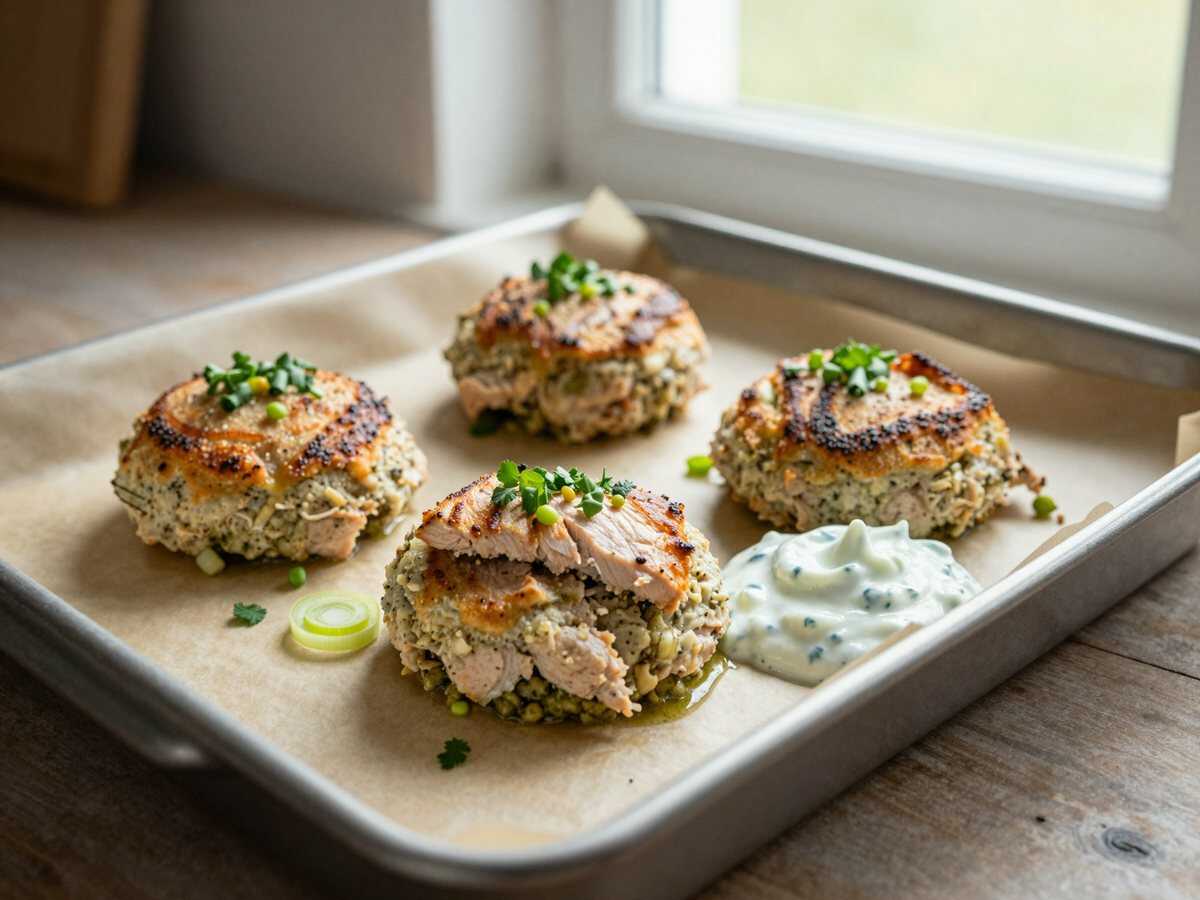 Sensationelle Lachsburger mit Tzatziki - der erfrischende Genuss! – während der Zubereitung