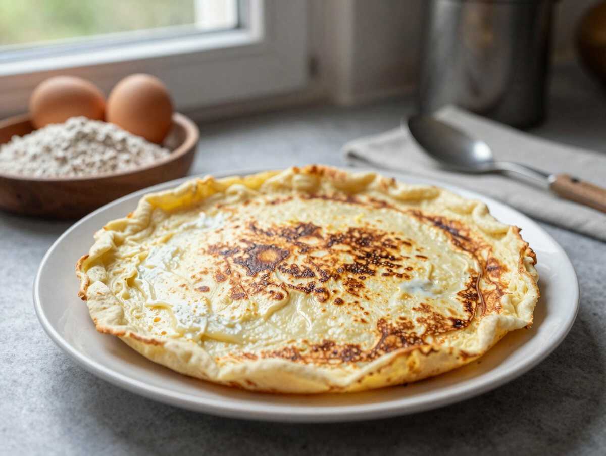 Sie brauchen nur 250 g Quark und 15 Minuten für die leckere Pfannkuchen – während der Zubereitung