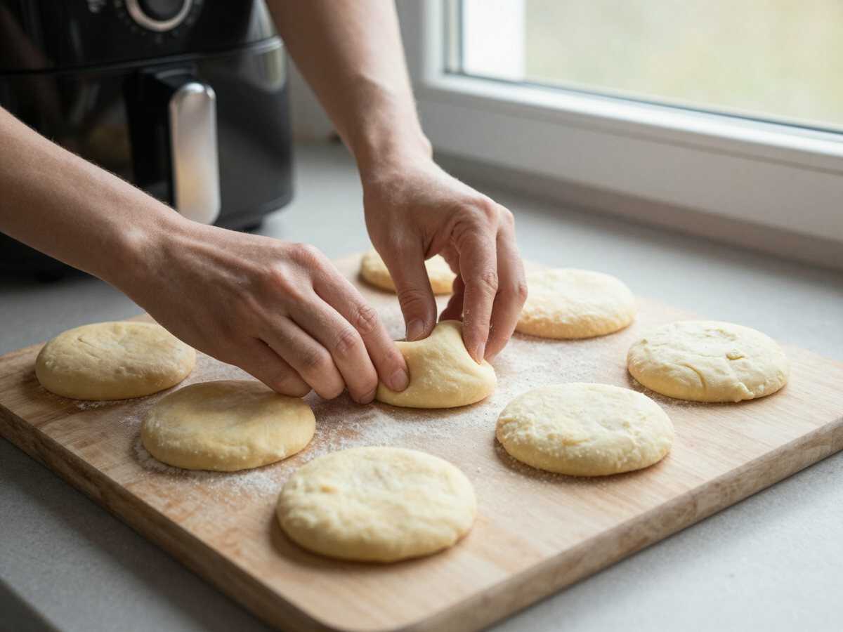 Skyr-Brötchen mit nur 3 Zutaten aus dem Airfryer – spart Zeit, Fett und Abwasch – während der Zubereitung