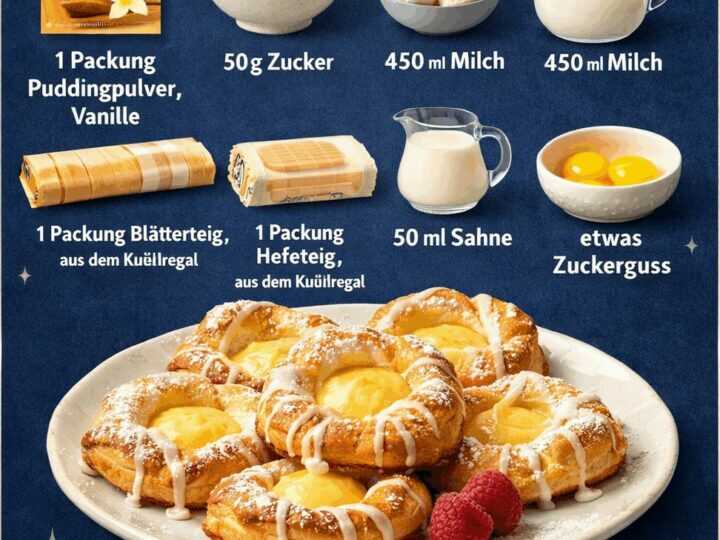 So schmecken Puddingteilchen wie frisch vom Bäcker! Unbedingt ausprobieren!