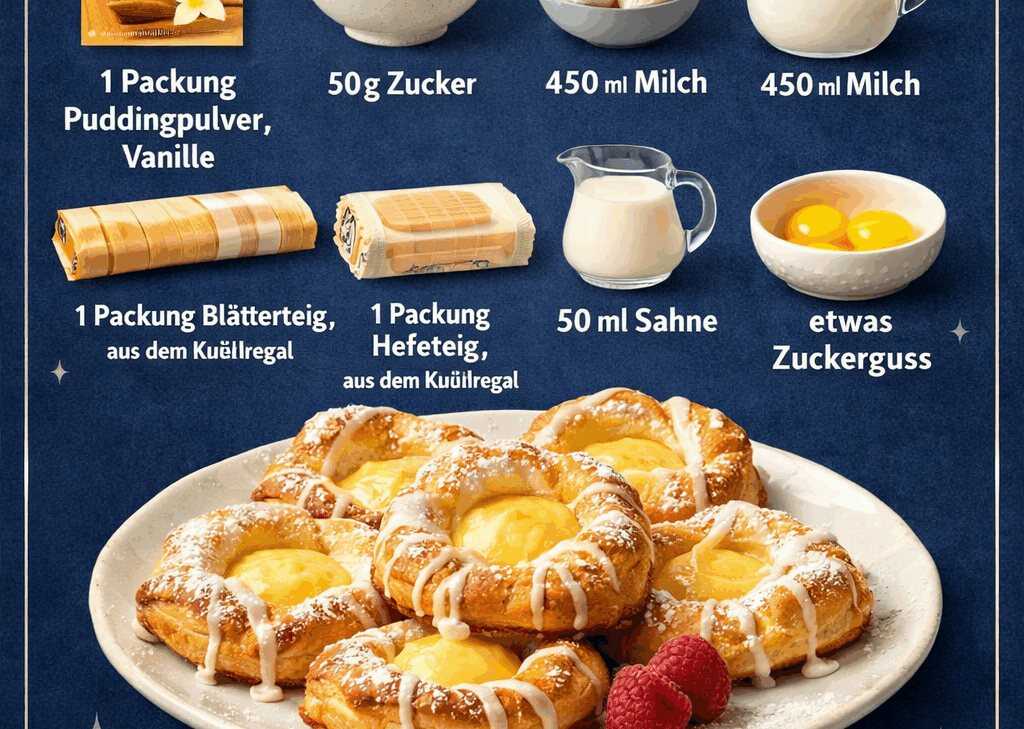So schmecken Puddingteilchen wie frisch vom Bäcker! Unbedingt ausprobieren!