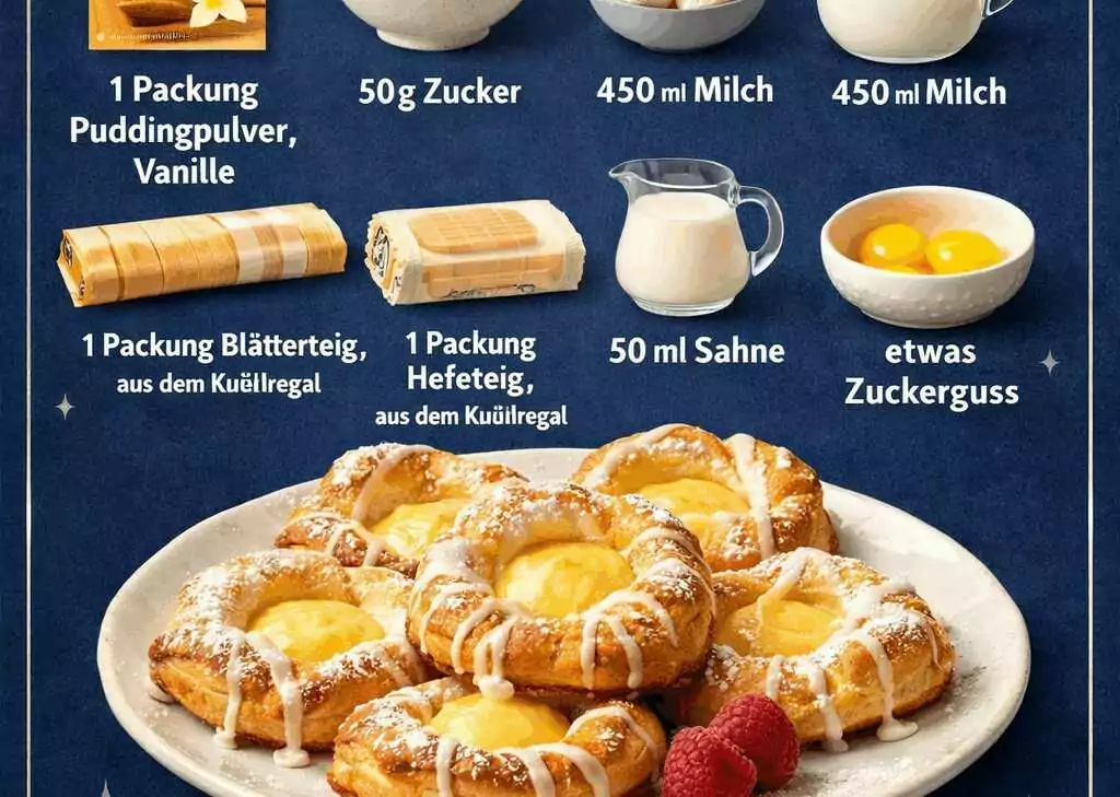 So schmecken Puddingteilchen wie frisch vom Bäcker! Unbedingt ausprobieren!