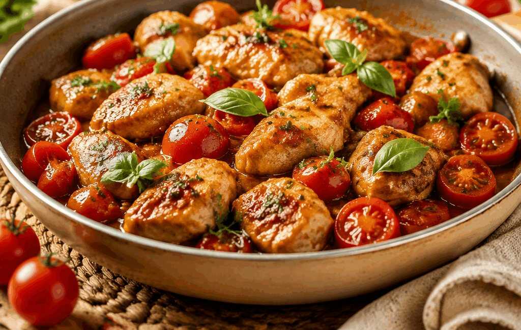 Soja-Hühnchen und saftige Tomaten: Ein-Pfannen-Genuss, den du probieren musst!