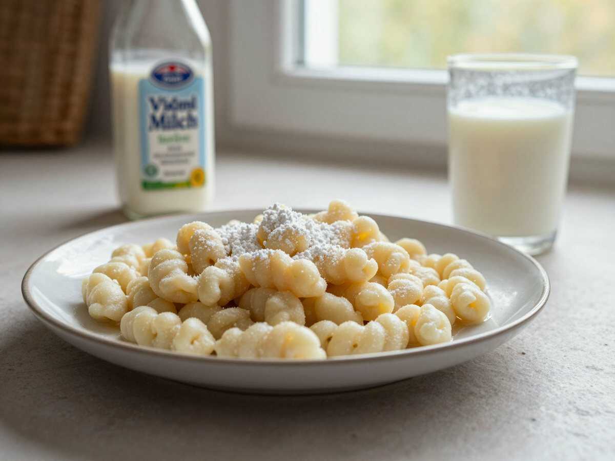 Süße Dampfnudeln die immer gelingen mit 250ml Milch – während der Zubereitung
