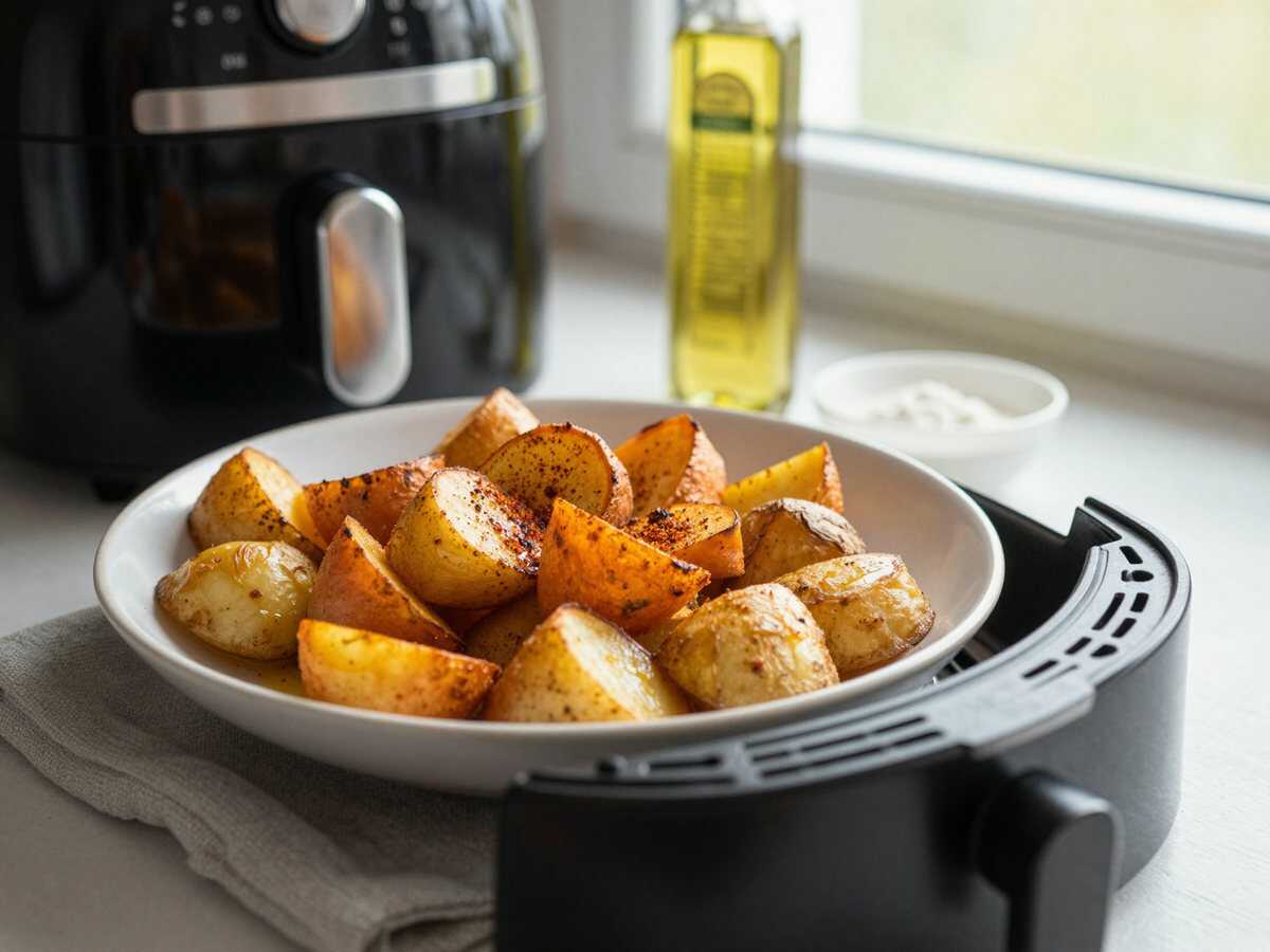 Süßkartoffel-Pommes aus dem Airfryer: nie wieder den großen Backofen vorheizen – während der Zubereitung