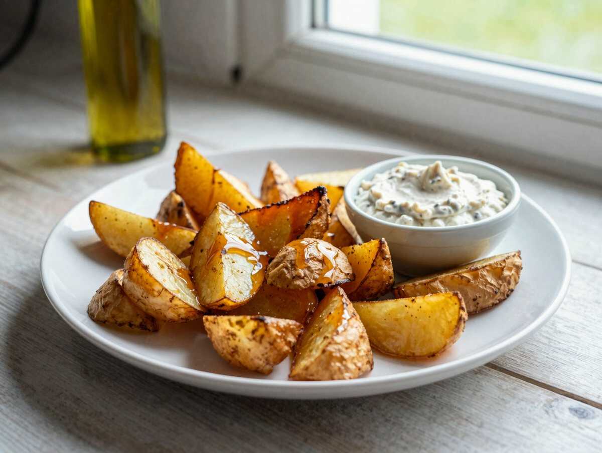 Süßkartoffel-Pommes mit Honig-Senf-Dip – das Beilagen-Rezept, nach dem alle fragen – während der Zubereitung