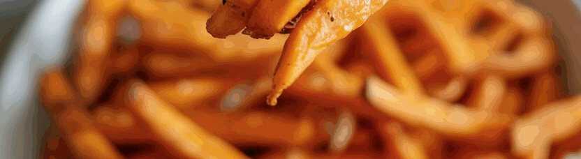 Süßkartoffel-Pommes aus dem Airfryer – so sieht es fertig aus