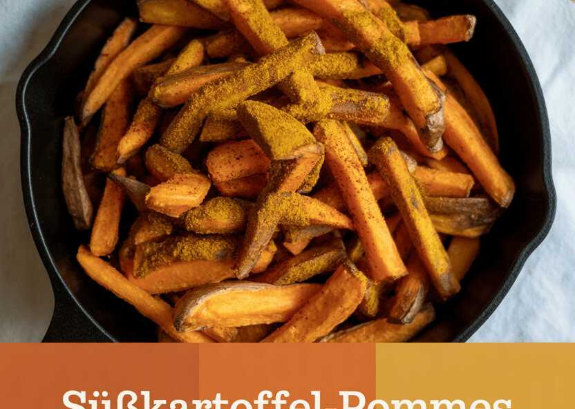 Süßkartoffel-Pommes mit Curry-Gewürz
