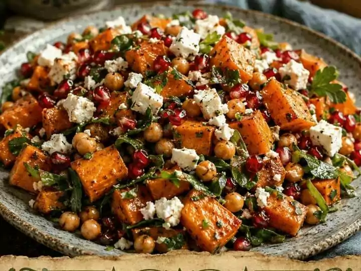 Süßkartoffel-Salat mit Feta und Granatapfel – perfekt zum Vorkochen für die ganze Woche