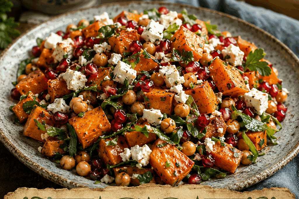 Süßkartoffel-Salat mit Feta und Granatapfel – perfekt zum Vorkochen für die ganze Woche