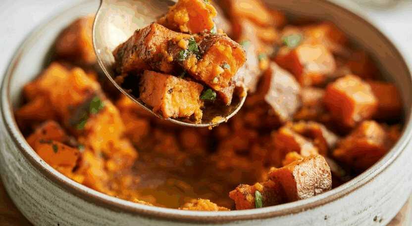 Süßkartoffel-Würfel orientalisch gewürzt aus der Heißluftfritteuse