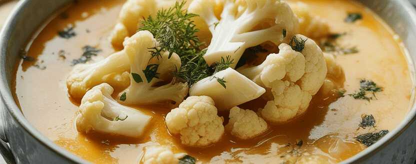 Superschnelle Blumenkohlsuppe mit 200 g Sahne in 15 Minuten
