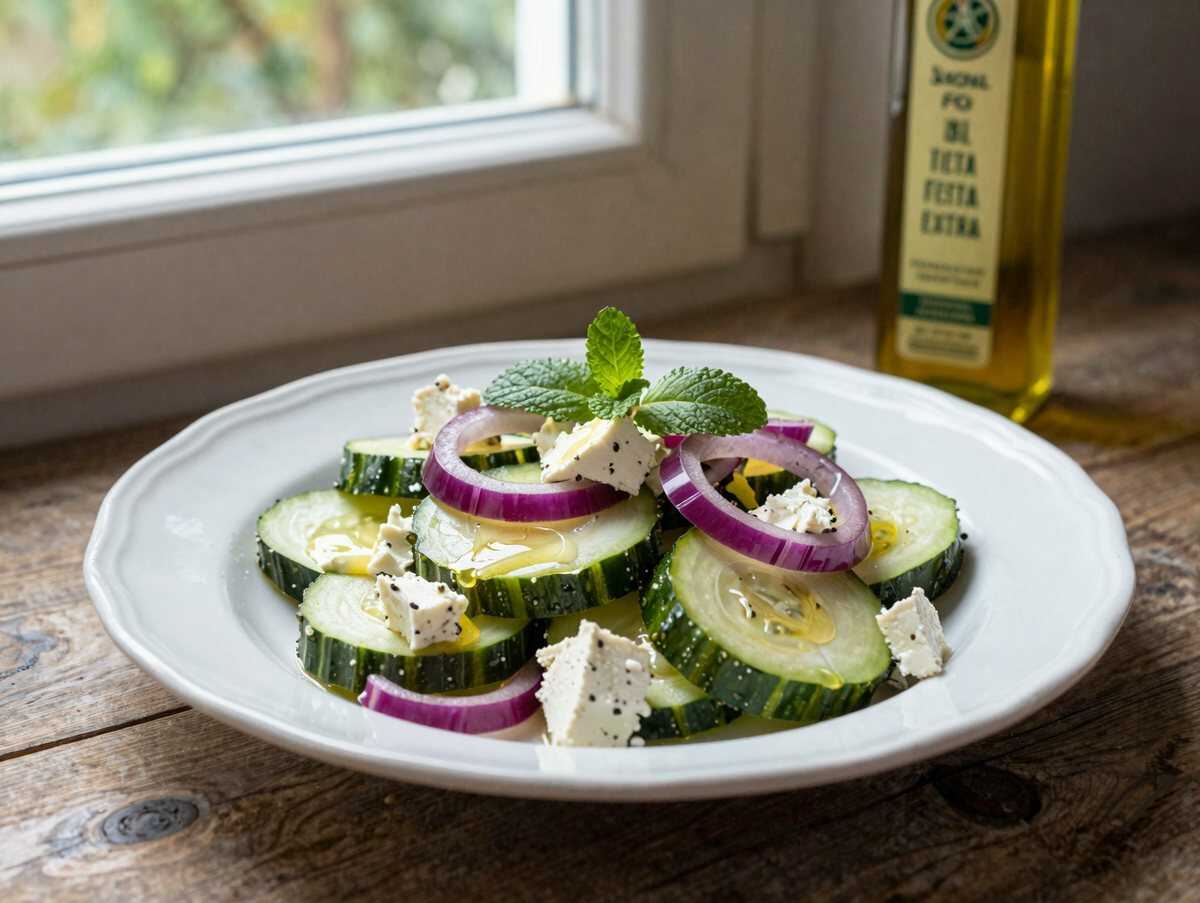 Superschneller Gurken Feta-Salat passt gerade sooo gut – während der Zubereitung