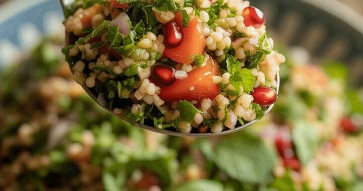 Syrischer Bulgur-Salat mit Granatapfel und Minze (Tabbouleh)