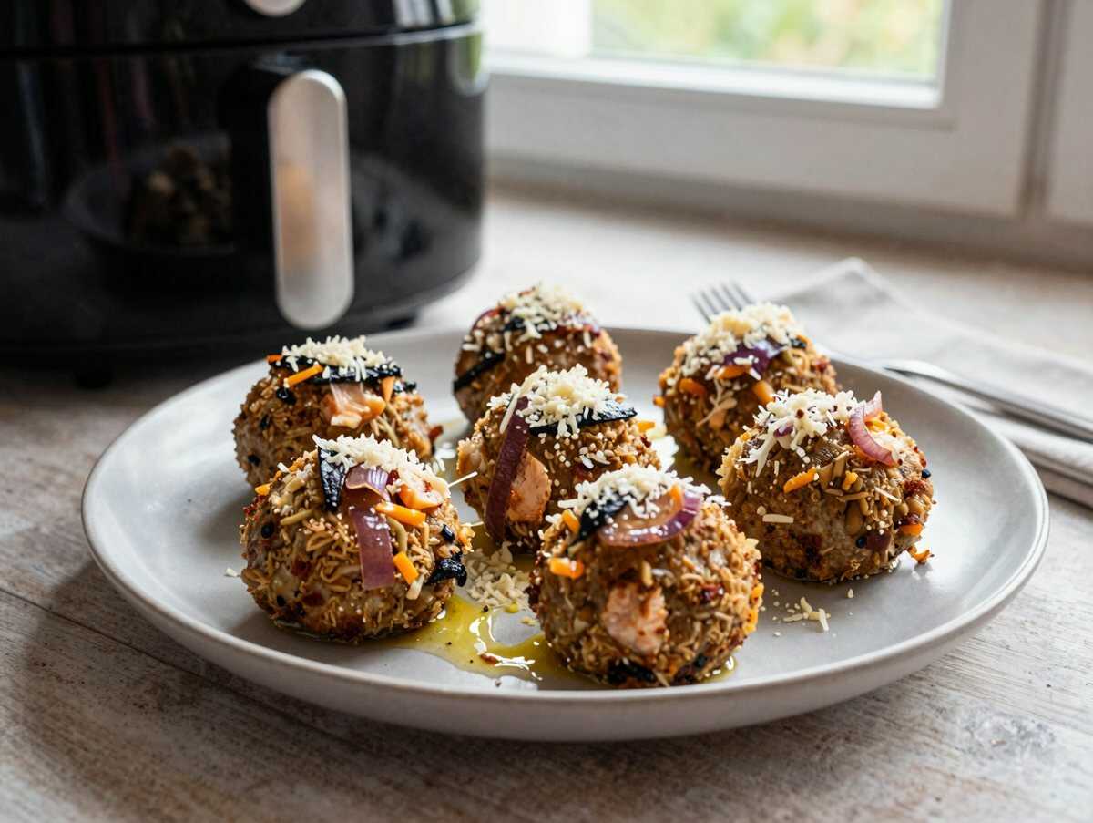 Thunfischbällchen aus dem Airfryer – während der Zubereitung