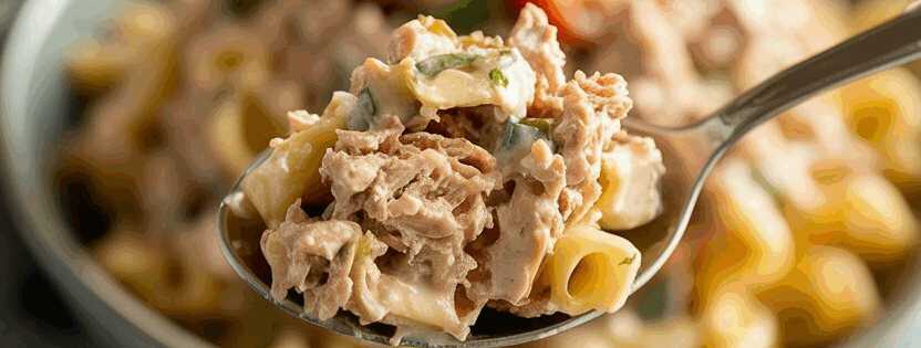 Thunfischsalat mit Ei und Gurke – so sieht es fertig aus