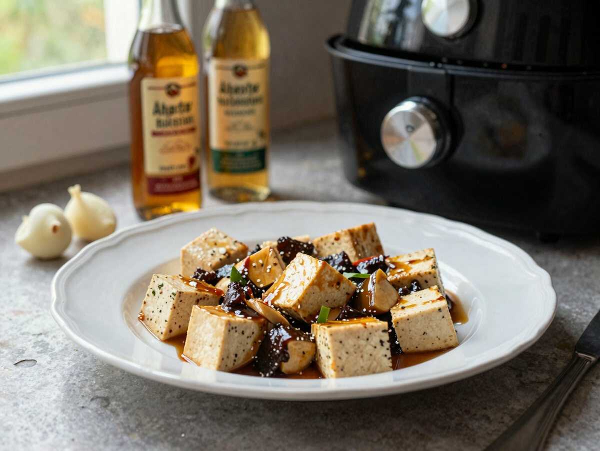 Tofu knusprig mariniert aus dem Airfryer: knusprig ohne einen Tropfen Öl – während der Zubereitung