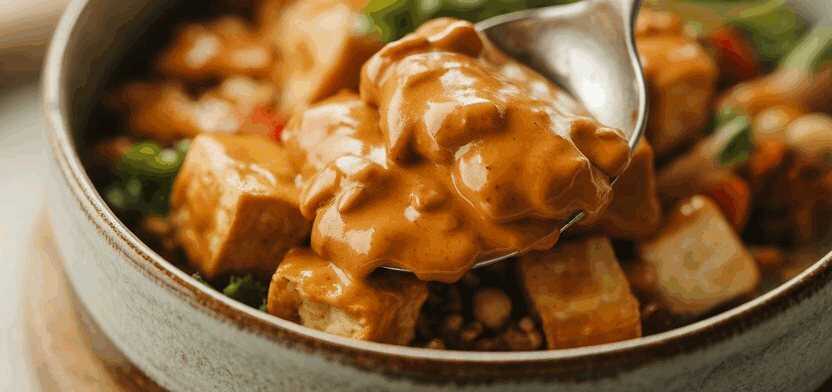 Tofu mit Erdnusssauce aus dem Airfryer
