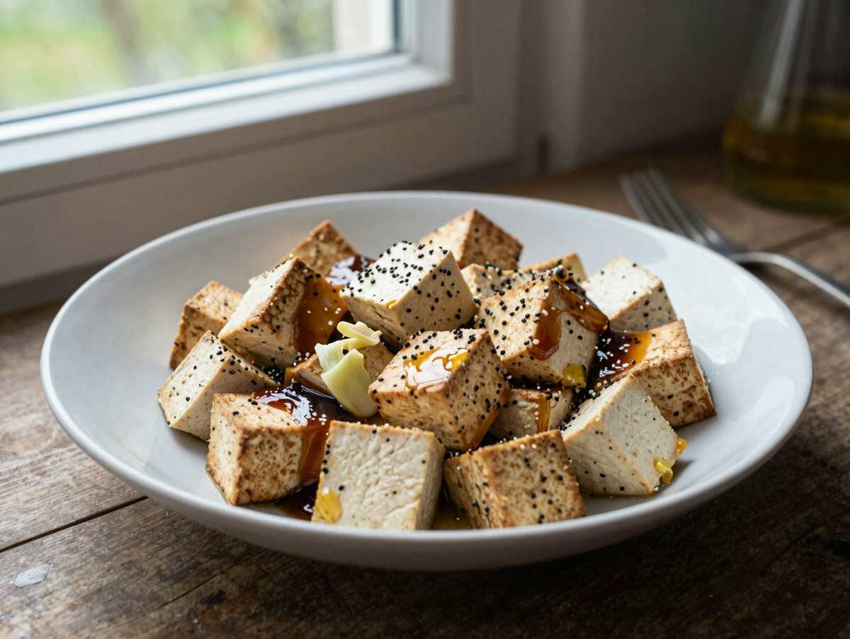 Tofu-Poke-Bowl: Die schnelle vegane Abendessen-Revolution! – während der Zubereitung
