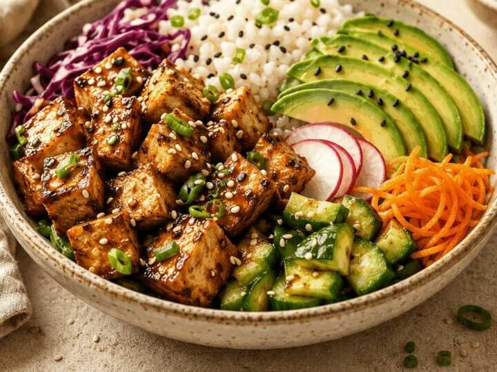 Tofu-Poke-Bowl: Die schnelle vegane Abendessen-Revolution!