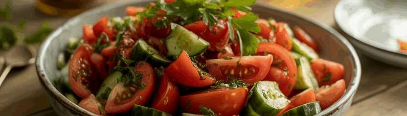 Türkischer Tomatensalat mit 250g Gurken einfach der beste – so sieht es fertig aus