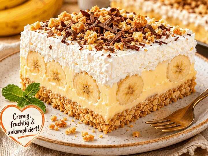 Unglaubliches Rezept: Bananen-Blechkuchen, ganz ohne Backen!