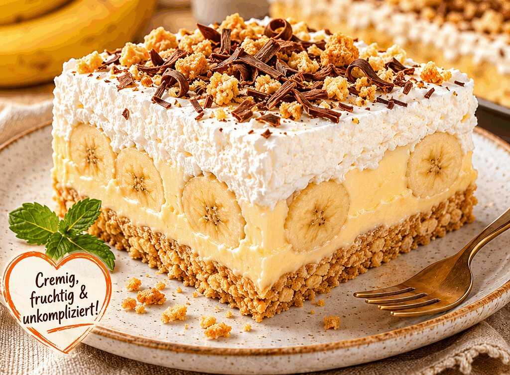 Bananen-Blechkuchen, ganz ohne Backen