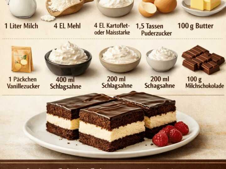 Unglaubliches Rezept für Schoko-Schnitten mit verführerischer Cremefüllung!