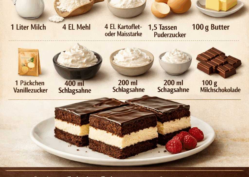 Schoko-Schnitten mit verführerischer Cremefüllung